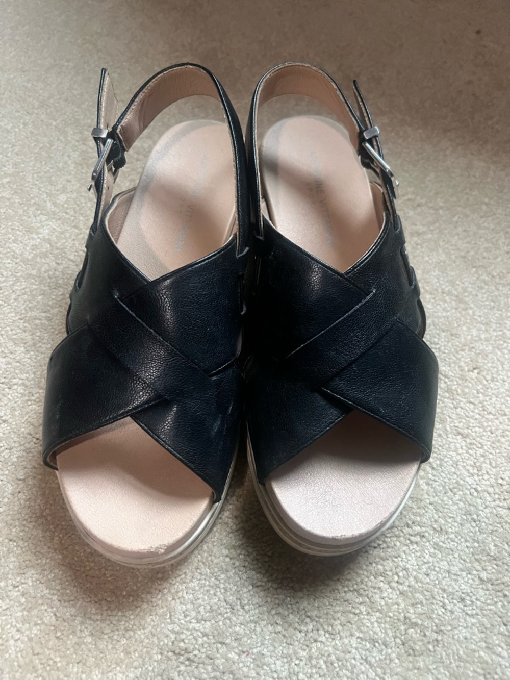 Adrienne Vittadini Black Crisscross Slingback Sandals
